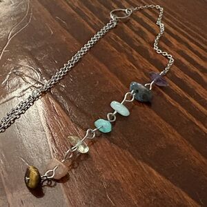Chakra Stone Silver Y-Necklace
